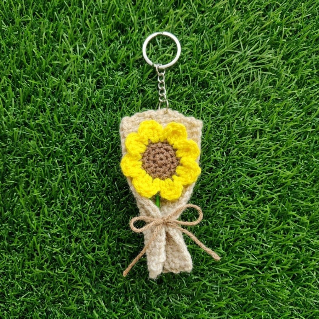 Forever Blooms - Single Crochet Flower Keychain