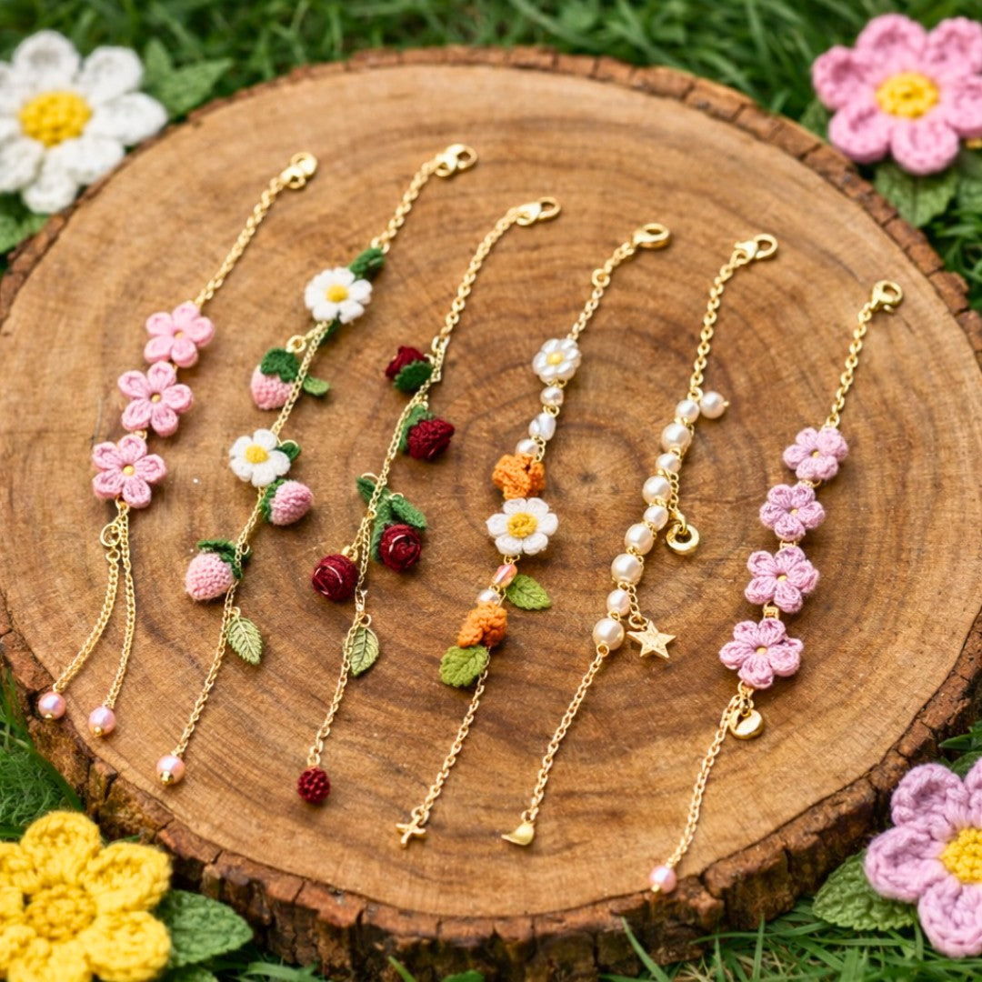 PetalDrops - Crochet Bracelet Set of Six