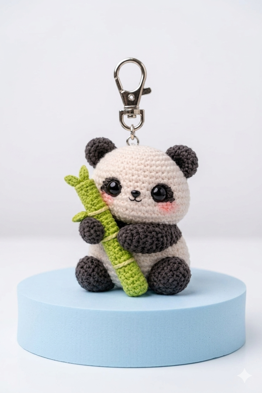 BambooBuddy Panda – Crochet Panda Keychain with Bamboo
