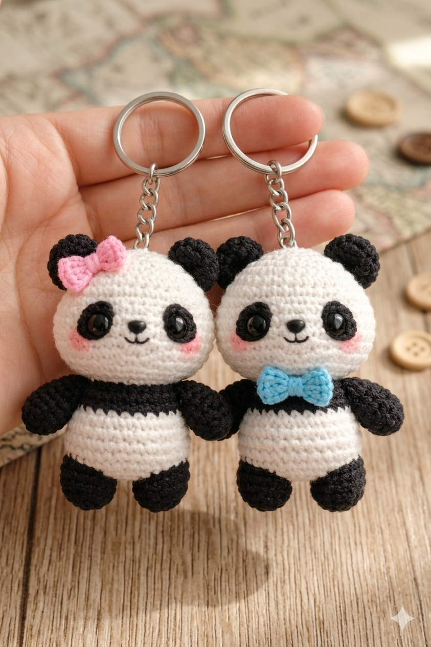 TwinPandas – Crochet Panda Couple Keychain (Pair)