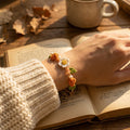 PetalDrops - Orange Flower & Daisy Crochet Bracelet