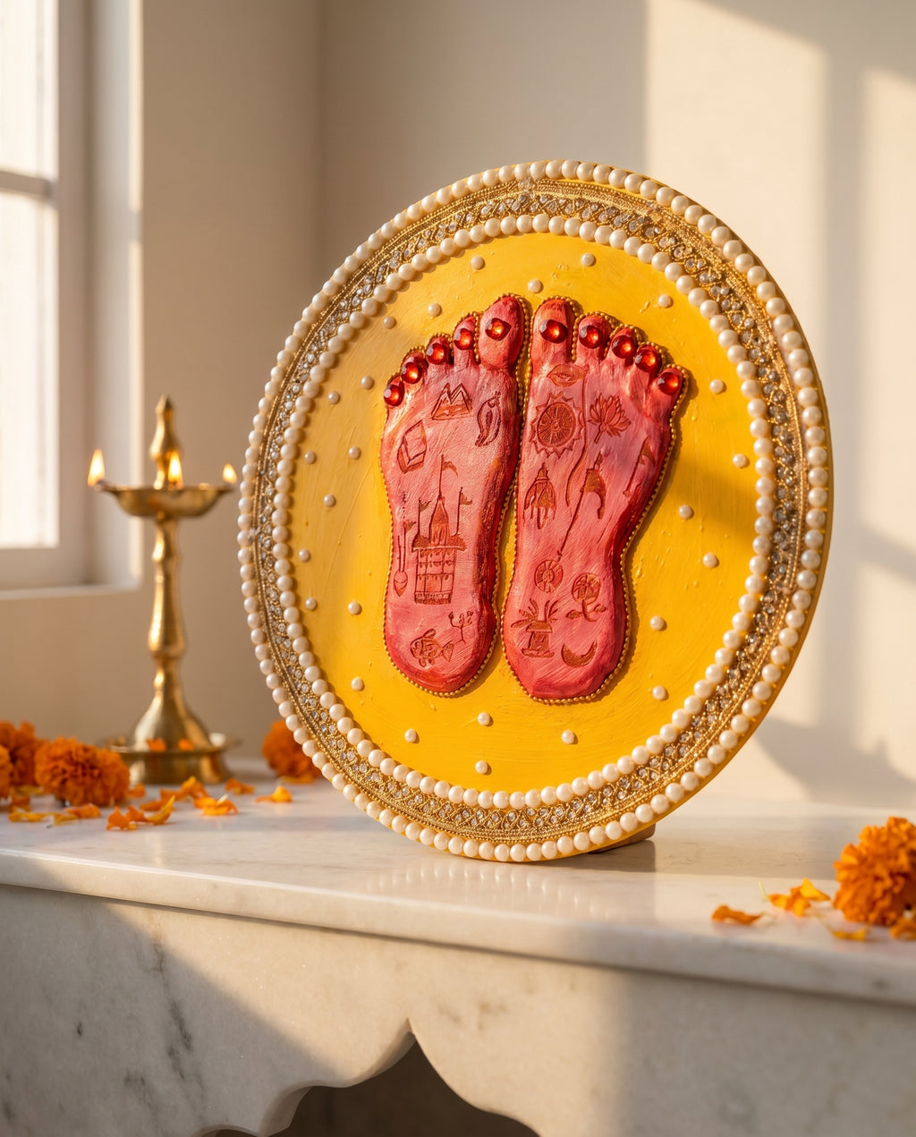 Shree Charan – Krishna Footprints Lippan Art
