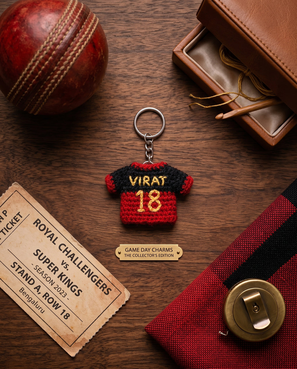 GameDay Charms - Royal Challengers Bengaluru Crochet Jersey Keychain