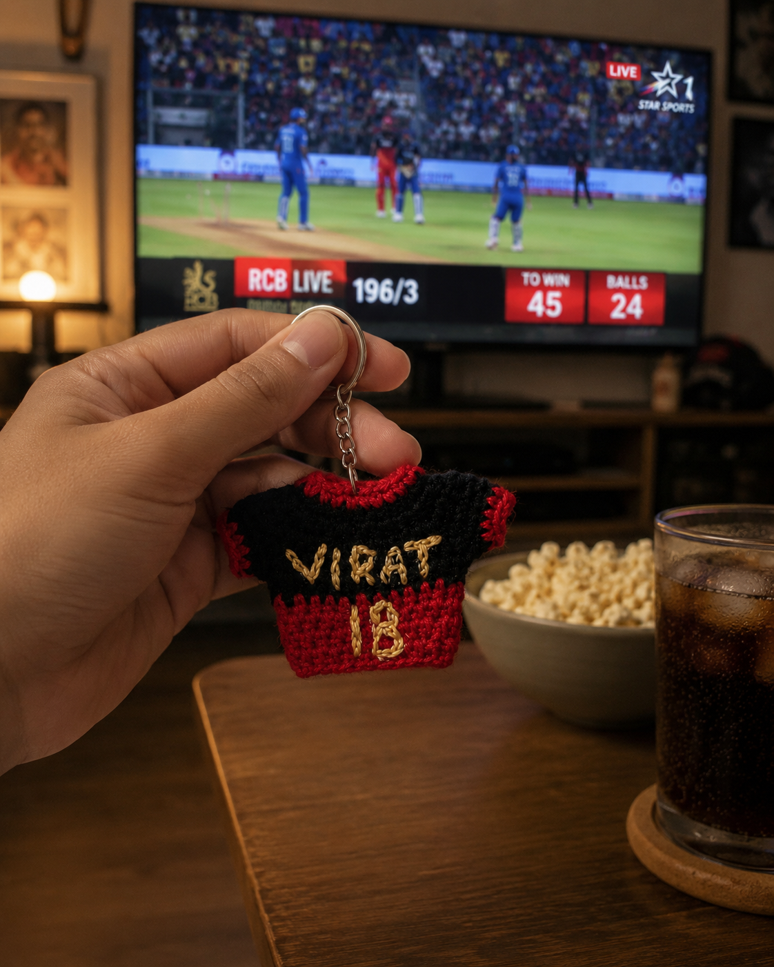 GameDay Charms - Royal Challengers Bengaluru Crochet Jersey Keychain