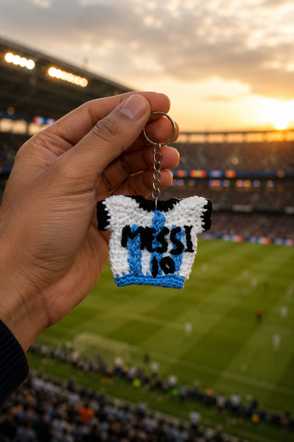 GameDay Charms – Argentina Crochet Jersey Keyring – Messi 10