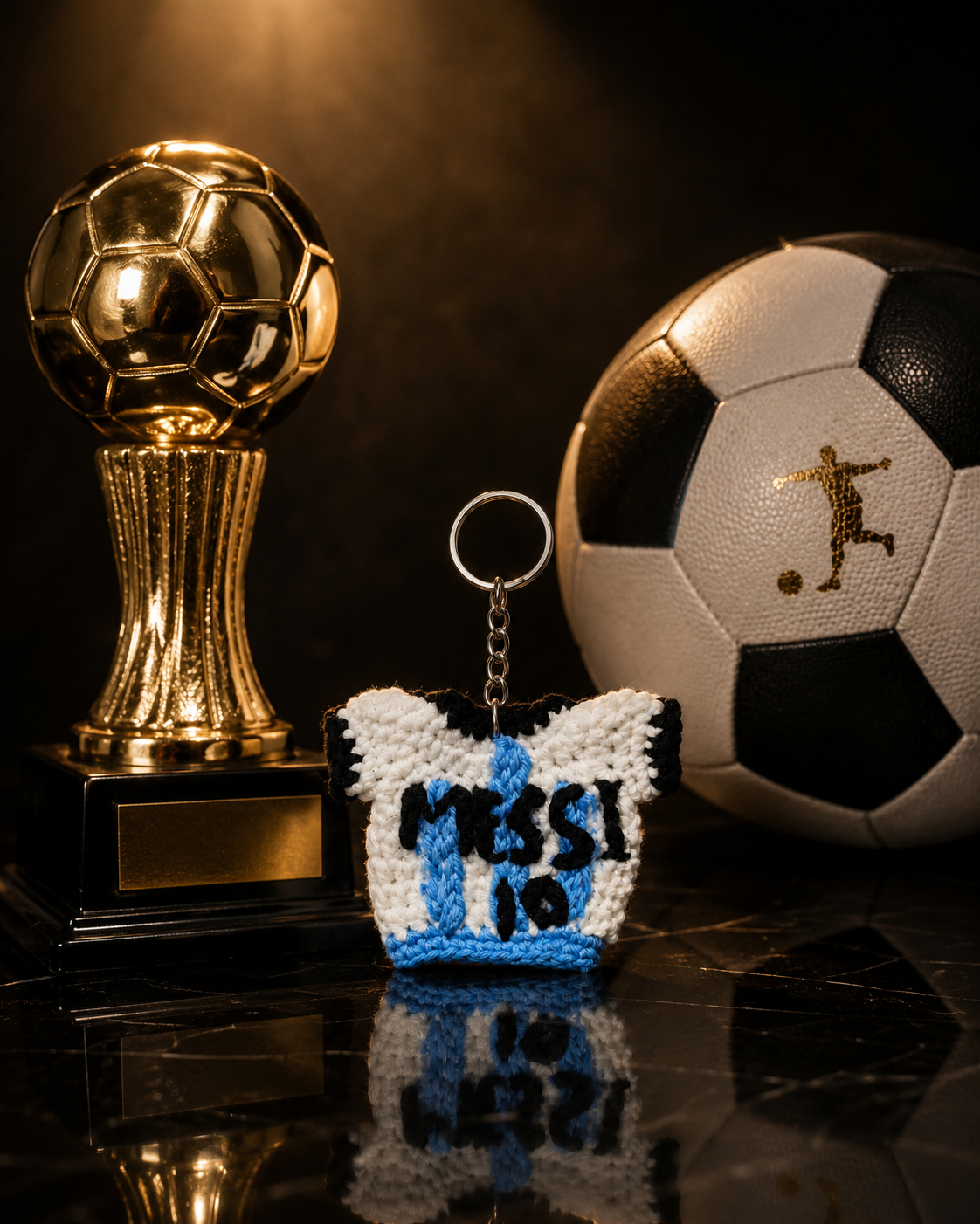 GameDay Charms – Argentina Crochet Jersey Keyring – Messi 10