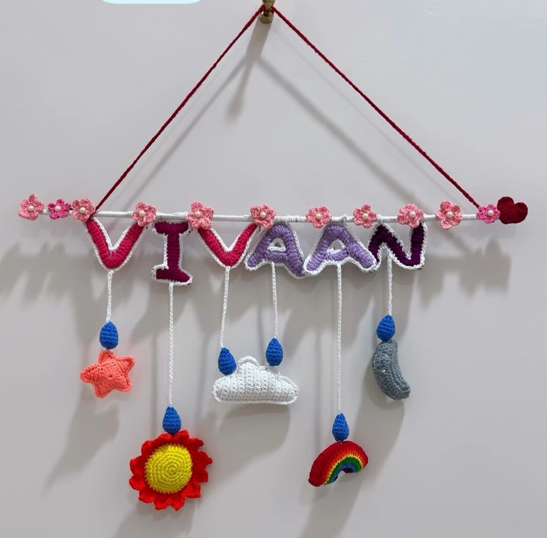 Handmade Crochet Name Hanging