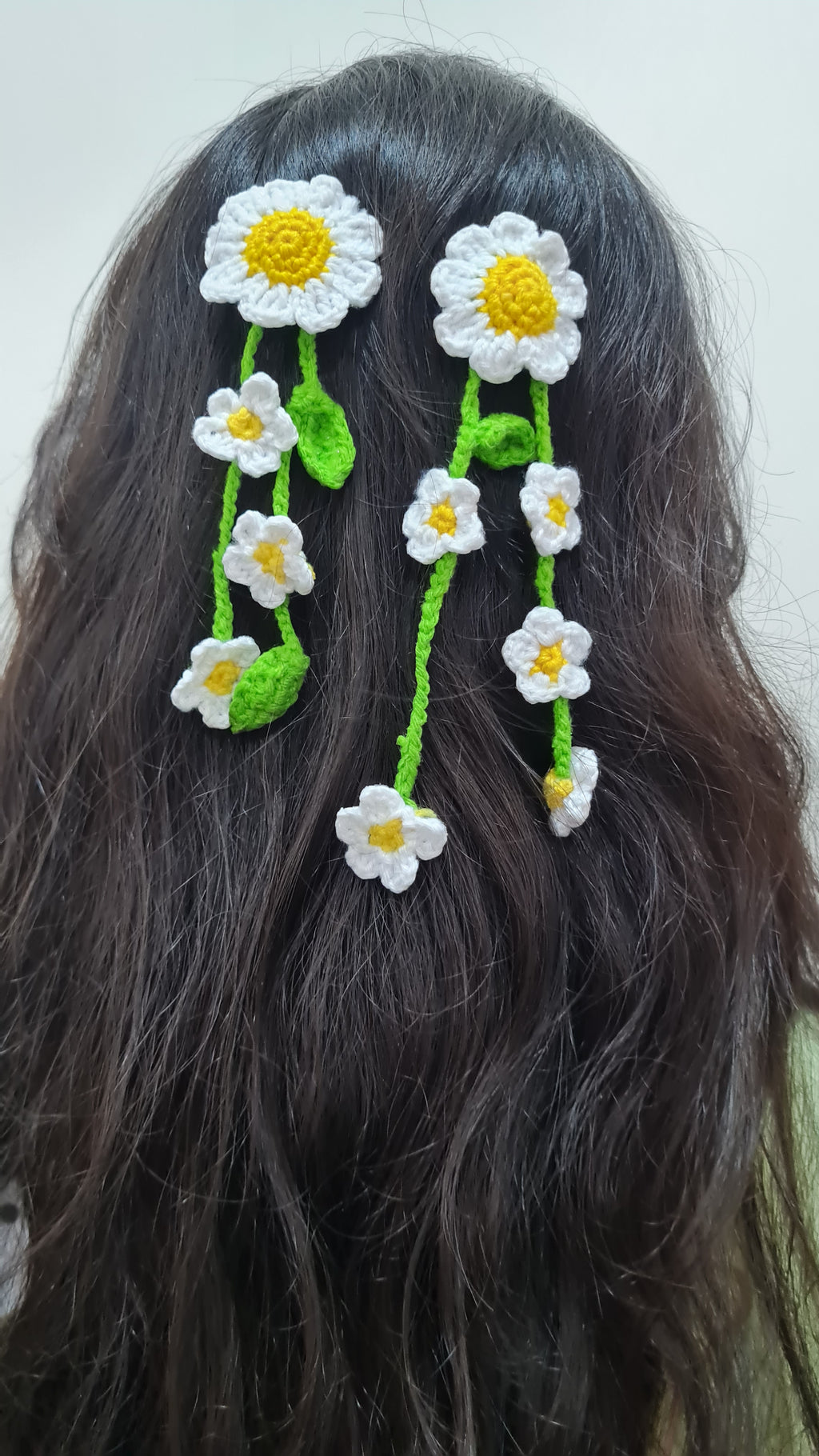 🌼 Daisy Crochet Hair Vine Clip | Handmade Floral Hair Accessory