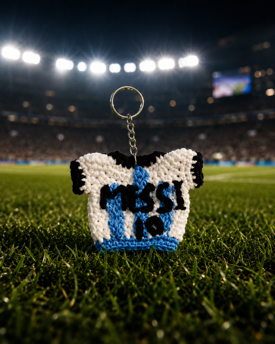 GameDay Charms – Argentina Crochet Jersey Keyring – Messi 10