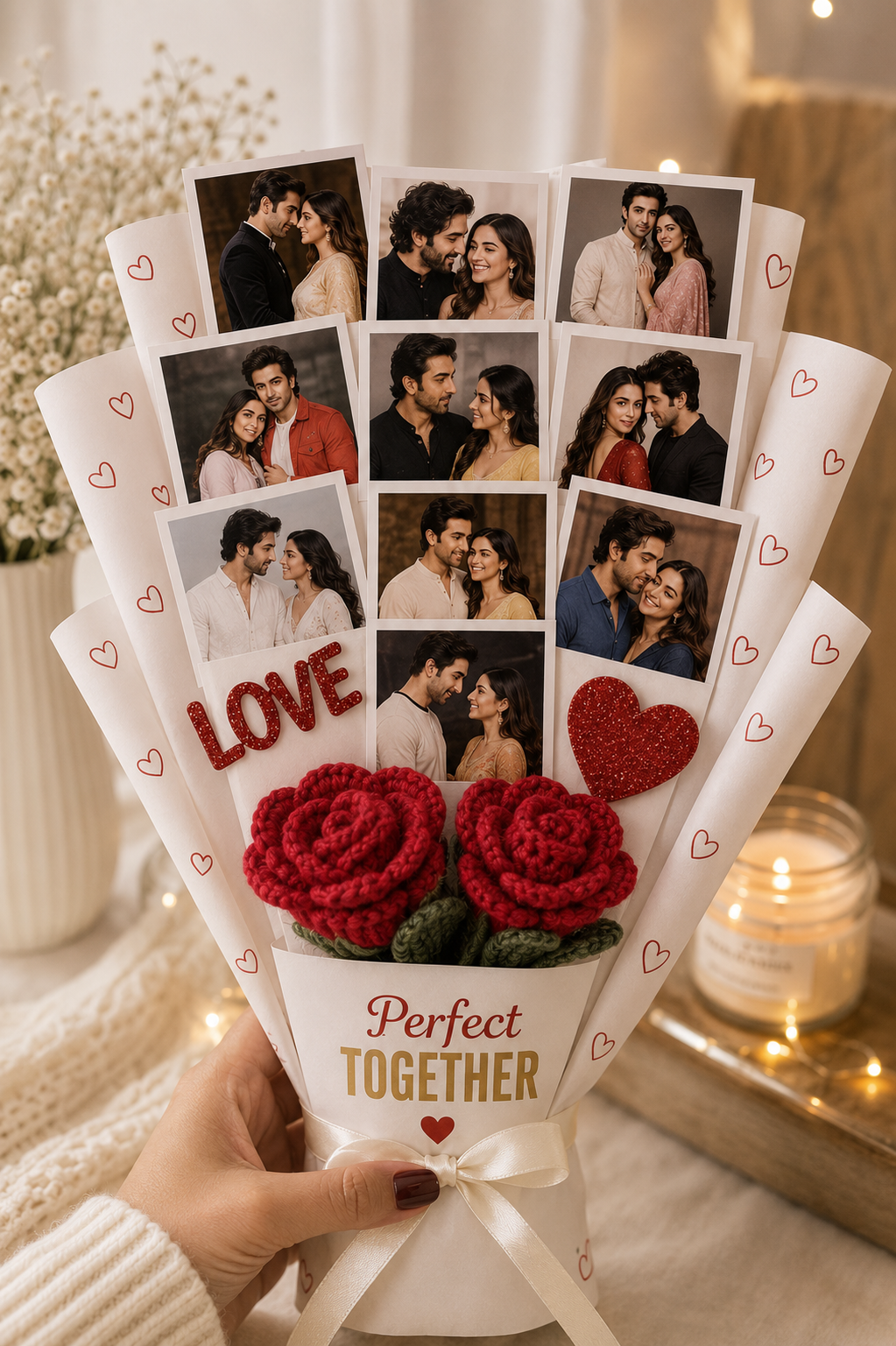 Customized Polaroid Crochet Bouquet