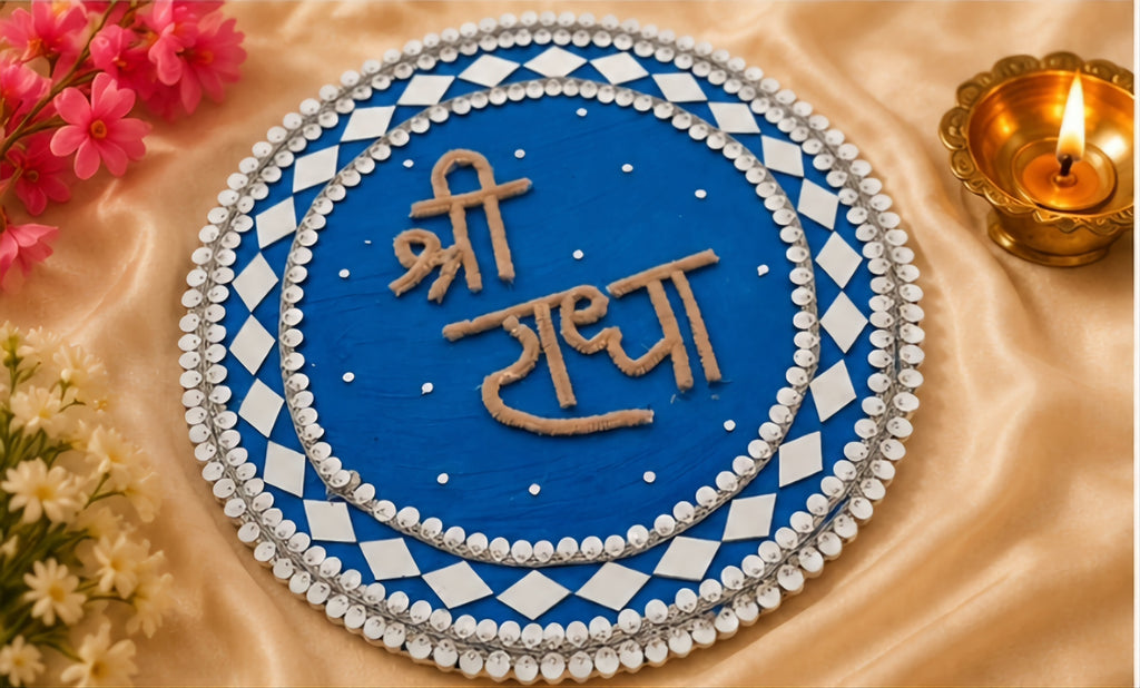 Royal Blue Shri Radha – Pearl Lippan Art Plate Wall Decor