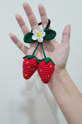 🍓 Strawberry Crochet Hair Tie | Handmade Cute Hair Accessory