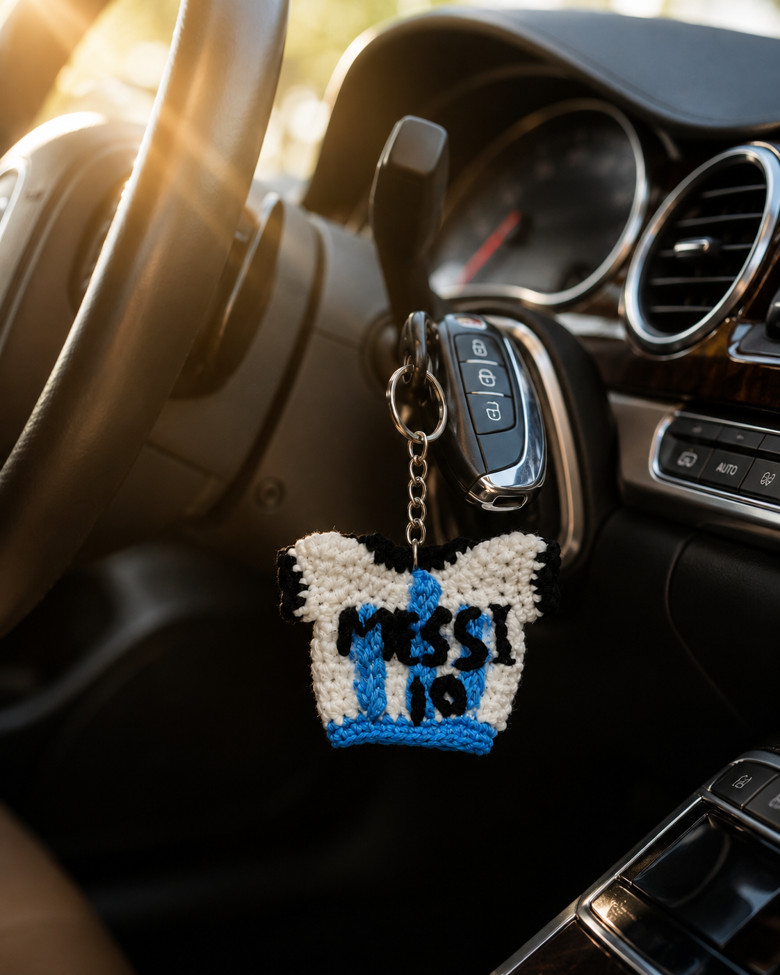 GameDay Charms – Argentina Crochet Jersey Keyring – Messi 10