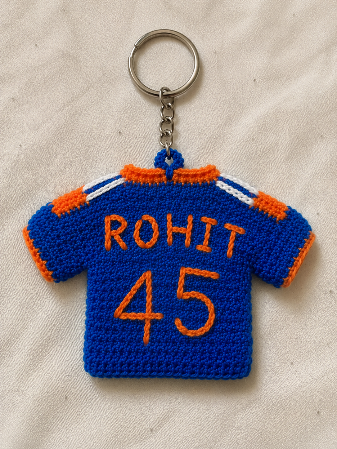 GameDay Charms – Team India Crochet Jersey Keyring – Rohit 45
