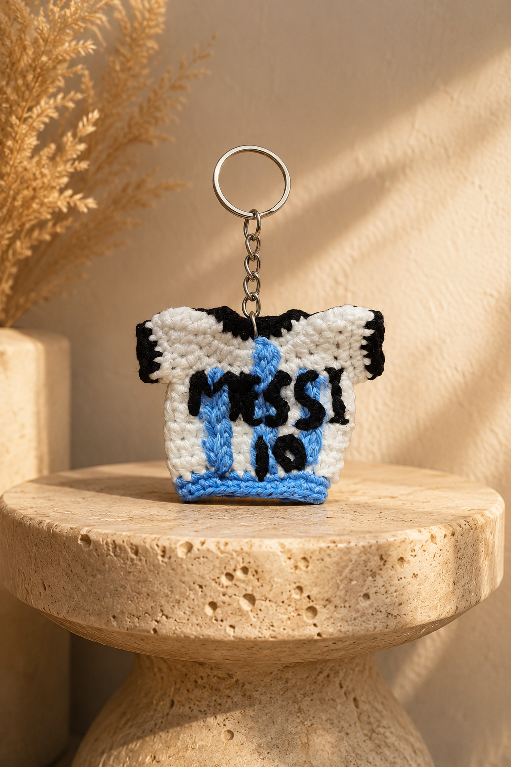 GameDay Charms – Argentina Crochet Jersey Keyring – Messi 10