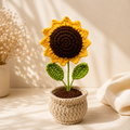 Handmade Crochet Sunflower Pot | Handmade Desk Decor Gift