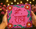 Pink Blossom Shri Radha – Floral Lippan Art Board for Home & Puja