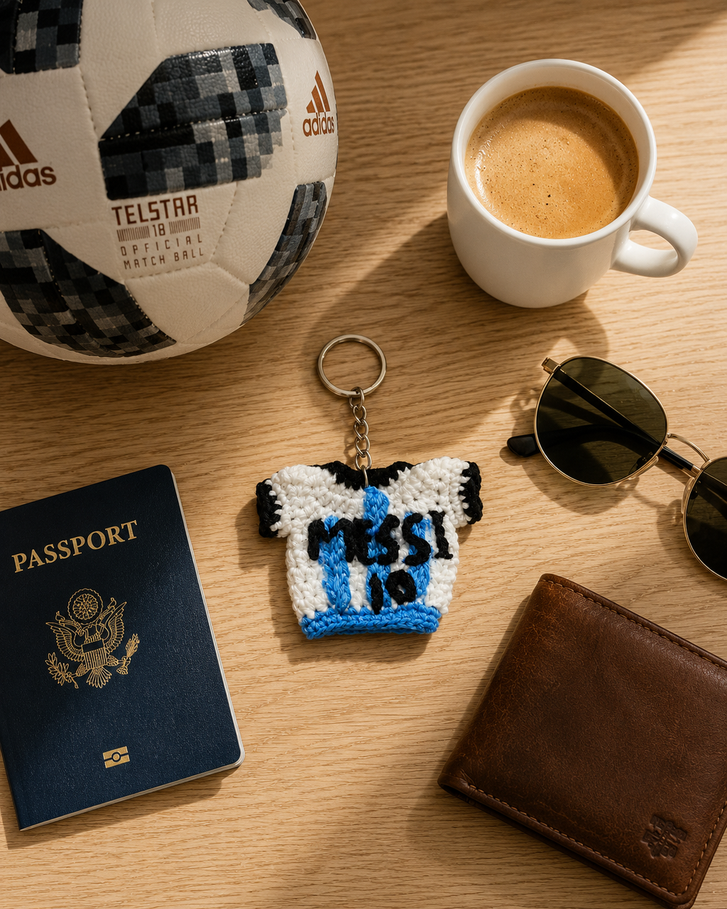 GameDay Charms – Argentina Crochet Jersey Keyring – Messi 10