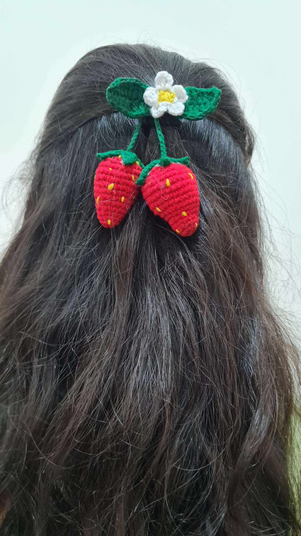 🍓 Strawberry Crochet Hair Tie | Handmade Cute Hair Accessory