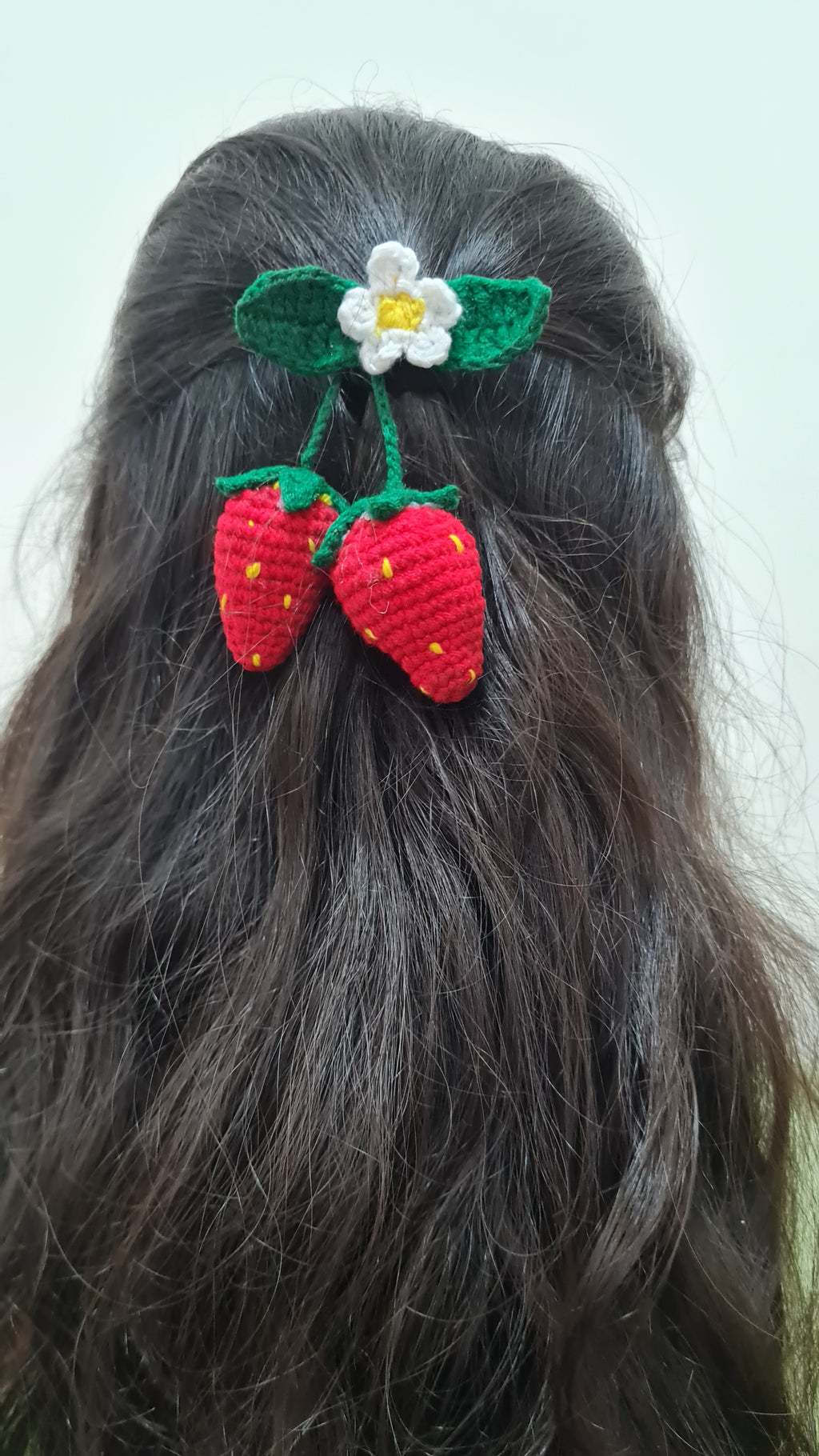 🍓 Strawberry Crochet Hair Tie | Handmade Cute Hair Accessory