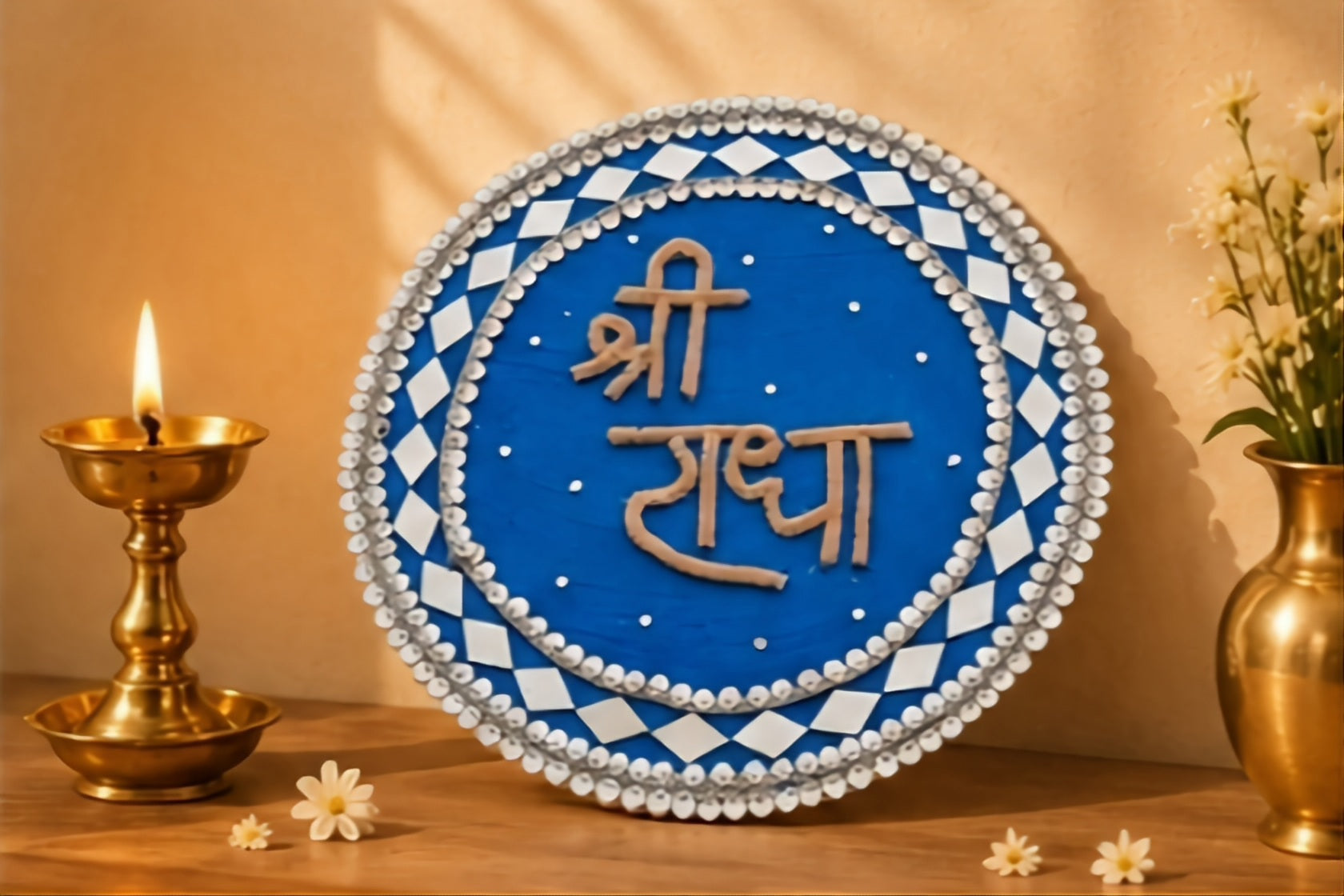 Royal Blue Shri Radha – Pearl Lippan Art Plate Wall Decor